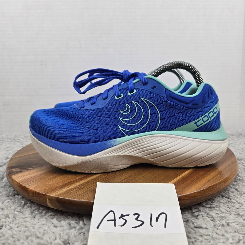 Topo Athletic Women 8.5 Atmos Blue Aqua White Casual Gym Daily Road Running Shoe